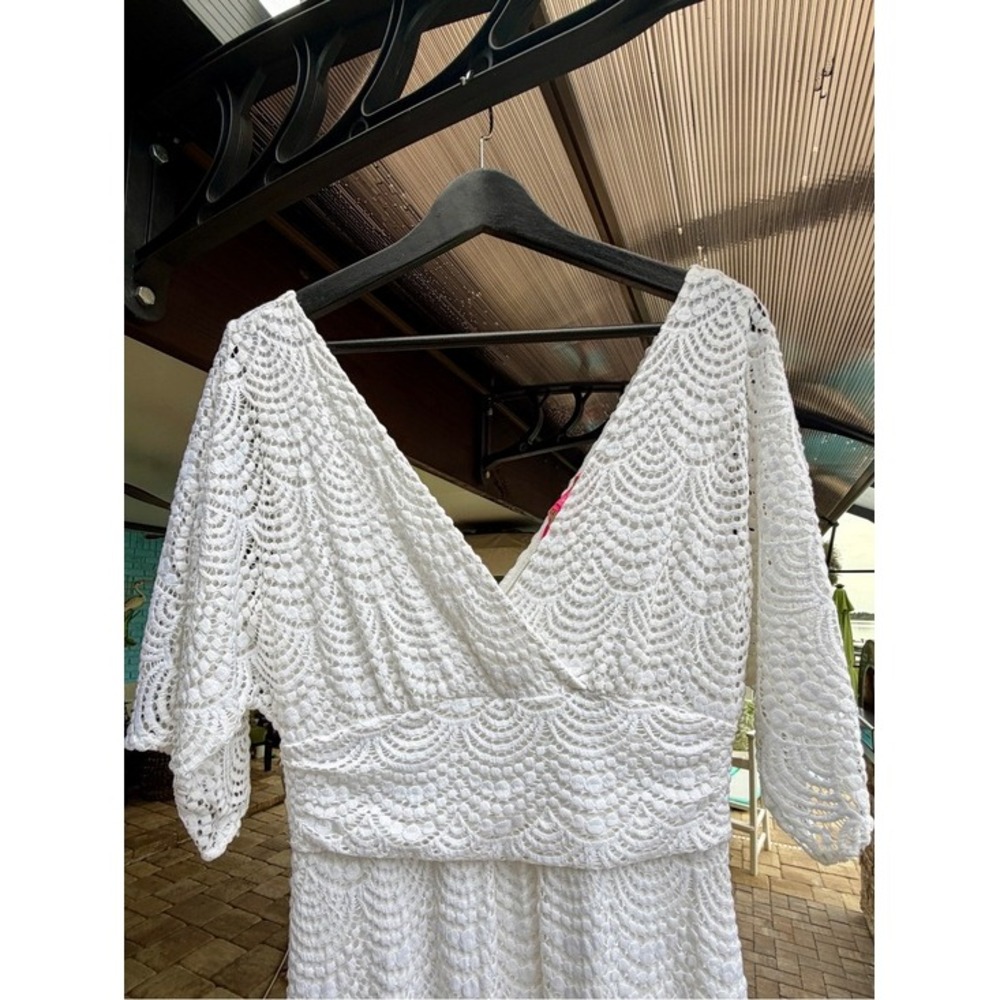 Lilly Pulitzer Parigi White Scalloped Lace Flutter Sleeve Maxi Dress Small - Picture 13 of 16